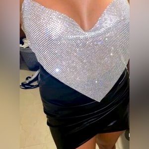 Rhinestone halter chain top size m 6